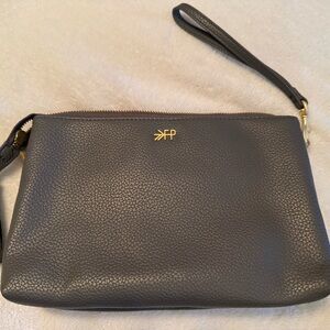 Freshly Picked grey Leather diaper clutch wristlet